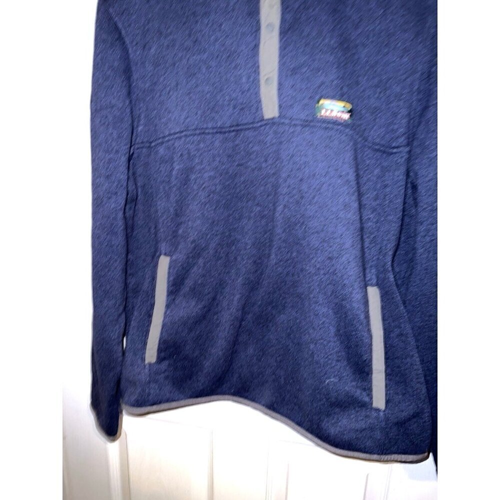 L.L. Bean Men’s Hooded Slightly Fitted Sweater Fleece 1/4 Snap Pullover Top L Rg - Picture 3 of 12